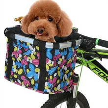 Foldbar blomst print Cykelkurv Pet Kat Hundebærer Cykelstyr Aftagelig taske Håndtaske