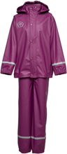 Set Solid Pu Outerwear Rainwear Rainwear Sets Lilla Color Kids*Betinget Tilbud