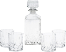 Glazen decoratie fles/karaf 900 ml met 4x glazen 230 ml voor water of likeuren