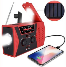 Solar Power Weather Broadcast NOAA/AM/FM Radio with Hand Crank Headphone Jack Reading Lamp 2000mAh P