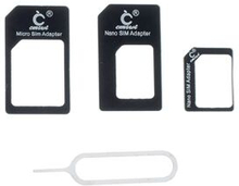 Sort CMZWT 4 i 1 Nano SIM til Micro SIM / Standard SIM -kortadapter med Eject Pin til iPhone SE 5s 5