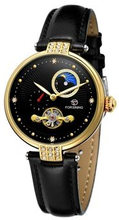 FORSINING Womens Automatic Mechanical Watch with Leather Strap Hollow-out Design Luminous Display W