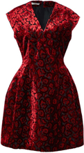 Pre-eide Prada Red Black Floral Velvet Devore Cocktail Dress
