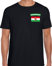 Hungary t-shirt met vlag Hongarije zwart op borst voor heren