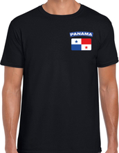 Panama t-shirt met vlag zwart op borst voor heren