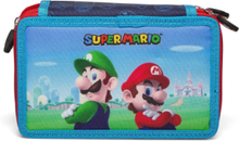 Super Mario, Pencil Case, Filled - Triple Decker Accessories Bags Pencil Cases Blå Super Mario*Betinget Tilbud