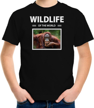 Orang oetan aap foto t-shirt zwart voor kinderen - wildlife of the world cadeau shirt Orang oetan apen liefhebber