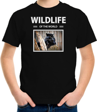 Zwarte panter foto t-shirt zwart voor kinderen - wildlife of the world cadeau shirt Panters liefhebber