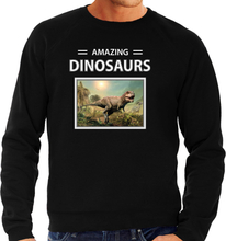 T-rex dinosaurus foto sweater zwart voor heren - amazing dinosaurs cadeau trui T-rex dino liefhebber