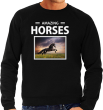 Zwarte paarden foto sweater zwart voor heren - amazing horses cadeau trui Zwart paard liefhebber
