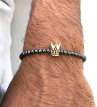 Armband med svarta stenar i hematit -Gold Crown