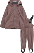 Pu Rain W. Susp. Recycled Outerwear Rainwear Rainwear Sets Pink Mikk-line