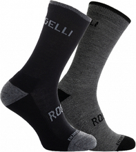 Rogelli Merino Wool 2-Pack Vinterstrømper, Grey/Black, 40-43