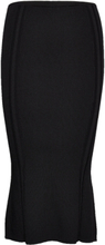 Iconic Rib Flare Midi Skirt Knælang Nederdel Black Calvin Klein