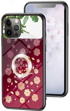 Magic Mirror Series for iPhone 13 Pro Flower Pattern Phone Case Tempered Glass + PC + TPU Cover wit