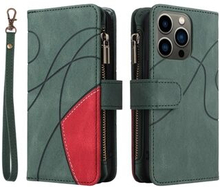 KT Multi-function Series-5 For iPhone 13 Pro Phone Case Handy Strap Imprinted Curved Line Pattern B