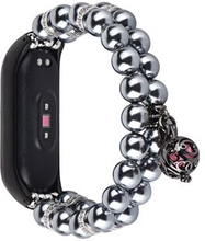 Til Xiaomi Mi Band 4/Mi Band 3 To rækker Faux Pearl Metal Ball Decor Armbånd Håndledsrem Smart Watch