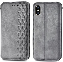 Rhombus Imprinting Design PU Leather Case for iPhone XS Max , Anti-Fall Leather Wallet Stand Phone A