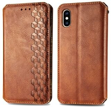 Rhombus Imprinting Design PU Leather Case for iPhone XS Max , Anti-Fall Leather Wallet Stand Phone A