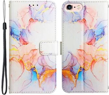 YB Pattern Printing Series-5 for iPhone SE (2022)/SE (2020)/8/7 Marble Pattern Wallet Cover PU Leat