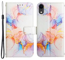 YB Pattern Printing Leather Series-5 for iPhone XR Marble Pattern Printed Wallet Stand PU Leather A
