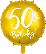 50th Birthday - Rund Guldfärgad Folieballong 45 cm