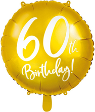60th Birthday - Rund Guldfärgad Folieballong 45 cm