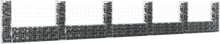 vidaXL U-formad gabionkorg med 6 stolpar järn 620x20x100 cm