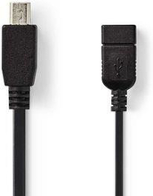 Nedis USB Mikro-B Adapter | USB 2.0 | Mini 5-Pin Hane | USB-A Hona | 480 Mbps | OTG | 0.20 m | Platt | Nickelplaterad | PVC | Svart | Plastpåse