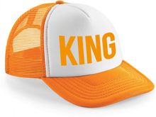Oranje/ wit King snapback cap/ truckers pet heren - Oranje petjes