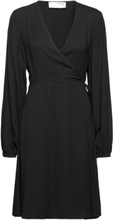 Slffiola Ls Wrap Dress Kort Kjole Black Selected Femme