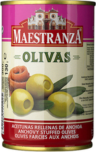 Maestranza Grønne oliven fyldt m/ ansjos 300 g