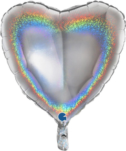 Folieballong Hjärta Glitter Silver - 46 cm