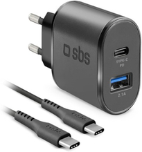 Sbs Wall Charger Pd 18w + Usb-c To Usb-c Cable Sort