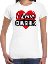 I love Cowgirls verkleed t-shirt wit voor dames - Outfit western verkleed feest