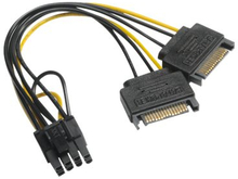 Akasa - Strømforsyningsadapter - SATA strøm (han) til 8 pin PCIe-strøm (6+2) (hun) - 15 cm