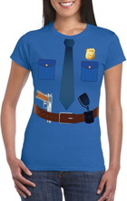 Politie uniform kostuum t-shirt blauw voor dames