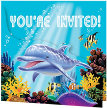 Uitnodigingen voor oceaan feestje 8x stuks