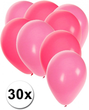 30x stuks party ballonnen - 27 cm - roze / lichtroze versiering