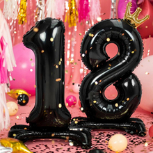 Stående sifferballonger, svart, "18" - PartyDeco