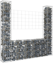 vidaXL U-formad Gabionkorg med 2 stolpar järn 140x20x150 cm