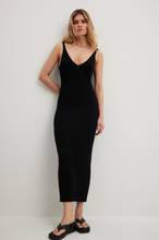 NA-KD Trend Ribbstickad klänning med djup rygg - Black