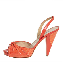 Oscar de la Renta Orange Patent Leather Slingback Sandals Størrelse 39