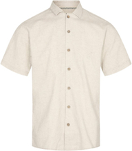 Akleon S/S Cot/Linen Shirt Shirts Linen Shirts Creme Anerkjendt*Betinget Tilbud