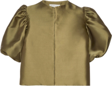 Cleo Pouf Sleeve Blouse Blouses Short-sleeved Kakigrønn By Malina*Betinget Tilbud