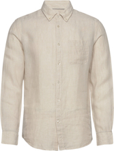 Man/ 100% Linen Slim-Fit Shirt Shirts Linen Shirts Beige Mango*Betinget Tilbud