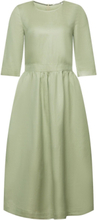 Blended Linen And Viscose Woven Midi Dress Dresses Cocktail Dresses Grønn Esprit Casual*Betinget Tilbud