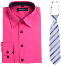Cerise skjorte med lilla/rosa slips