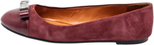 Pre-owned Marc By Marc Jacobs Burgundy Leather And Suede Ballet Flats