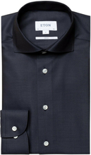 Blå Eton Skjorter Contemporary Navy Brushed Merino Wool Shirt Skjorte